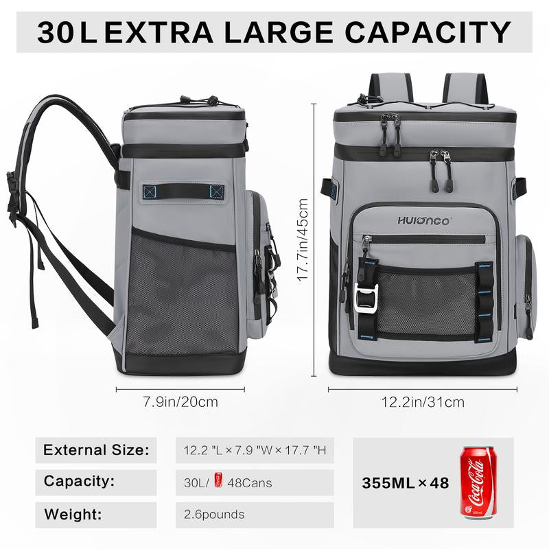 Hulongo-Large Waterproof Insulated Cooler Backpack for Men & Women, Cooler Bag,Leak Proof Cooler Backpack for Camping, Beach, Fishing,Hiking, Picnic, Travel, Outdoor, 30L, 48Cans,For Husband Gift,For Valentine'S Day Gift
